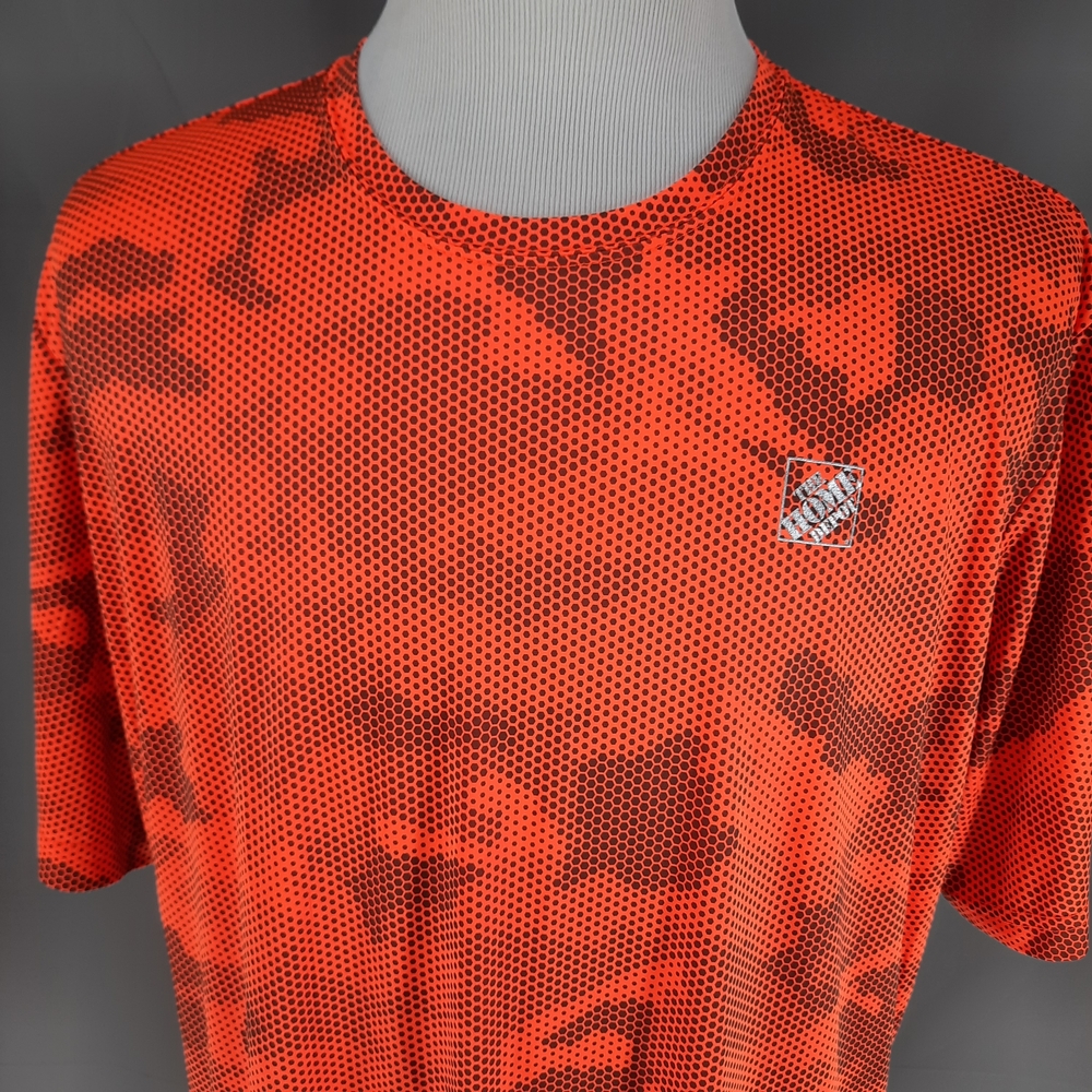 Home Depot Dri Fit Neon Orange Camo Men's Hunting T-Shirt 3XL Sport-Tek